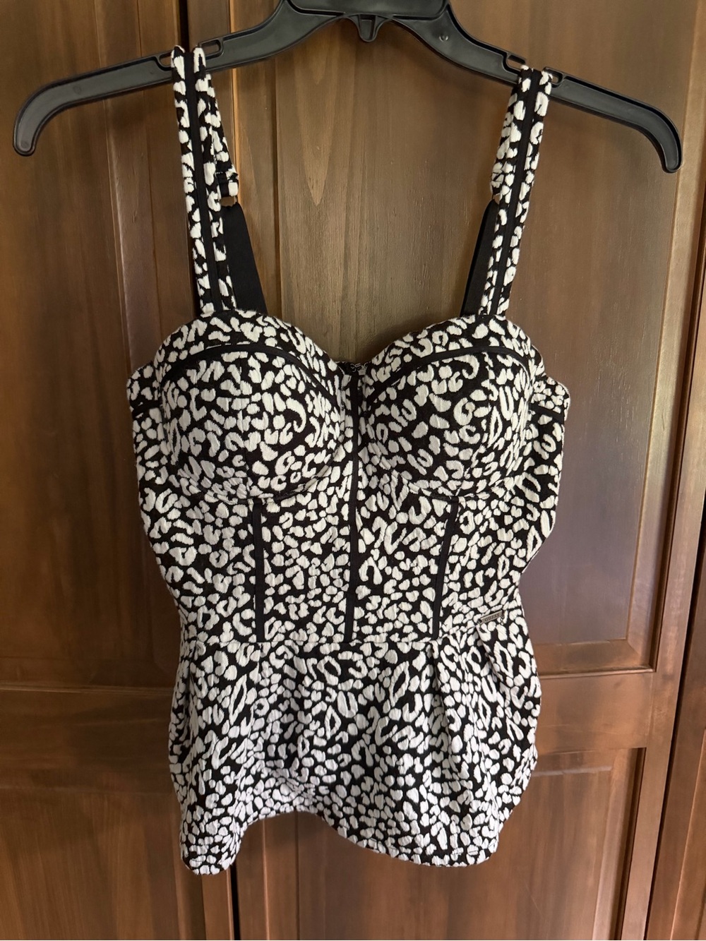 Guess Black and White Printed Bustier Camisole